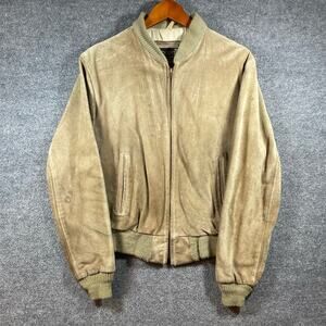 VTG Cooper Genuine Leather Bomber Jacket Men's 42 Brown Full Zip Lined